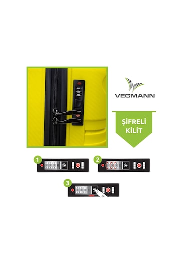 Vegmann Polipropilen Pp Atlas Sarı Kabin Boy Valiz Sarı