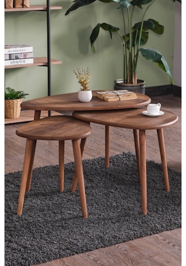 Kagu Mdf Alvin Zigon Orta Sehpa 3'lü Ceviz