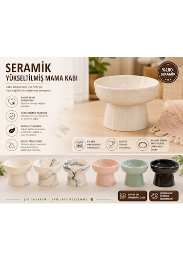 Yüksek Altlıklı Oval Seramik Su Kabı 250 Ml Çeşitli Renklerde