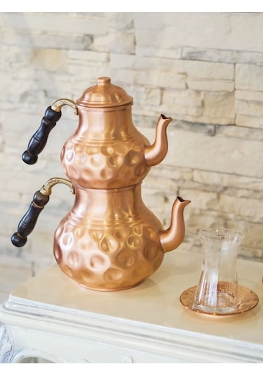 Bakır Çaydanlık Gamzeli Model Mat Bakır Renk Bakır