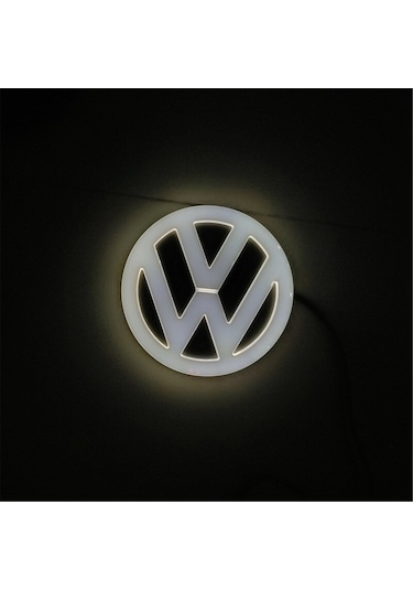 Geeksen 4d Led Işıklı Araba Amblem Işıkları Vw Volkswagen Beyaz 11cm 4d Araba Logosu Işığı