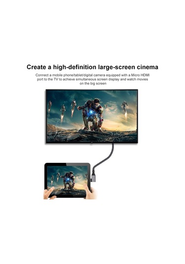 Mikro Hdmı Erkek Dirsek - Hdmı Dişi 4k Uhd 18gbps Bağlantı Kablosu, Uzunluk: 20cm Gri