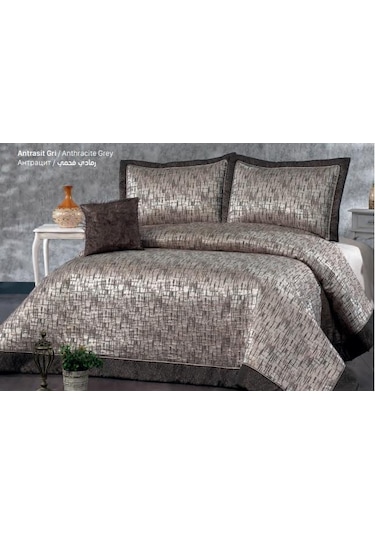 Güzide Ev Modası Klasik Yatak Örtüsü Hayal Antrasit Gri