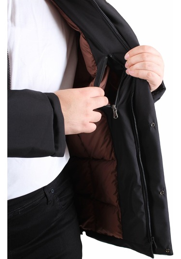 Starbattal Erkek Büyük Beden Kapüşonlu Mont Lujo 2504 Sıyah Siyah