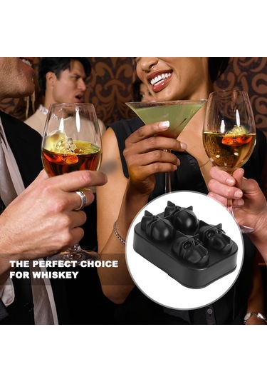 Wezone 2 Adet Kafa Şekilli Silikon Buzluk, 4 Bölmeli Ev Ve Bar Kullanıma Uygun, Yiyecek Grubu, Esnek Ve Temizlenmesi Kolay Buz Formu Çok Renkli