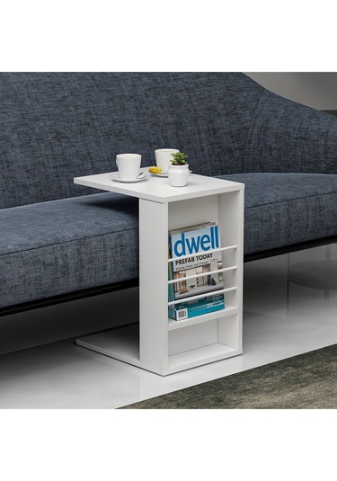 Beyaz Willy Tekerlekli C Sehpa Beyaz