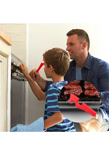 Fortunelane Uzun Saplı Silikon Fırın Rafları - Kolay Fırın, Toaster, Air Fryer İçin Isı Dayanıklı Kırmızı Kırmızı