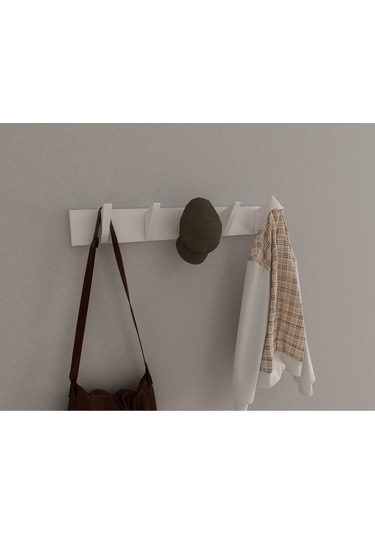 Hepsi3boyutlu Modern Duvar & Kapı Kanca Askılık - 5 Adet Beyaz Kanca Askılık - Model No : 5 Beyaz