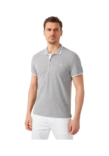 Buratti % 100 Pamuk Düğmeli Regular Fit Erkek Polo Yaka T Shirt 5902118 Gri Melanj