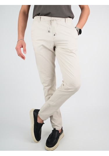 Digital Jeans Erkek Keten Jogger Krem Pantolon Krem
