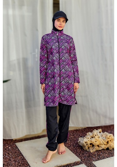 Paraşüt Tam Kapalı Tesettür Mayo Nisa R5502 Siyah