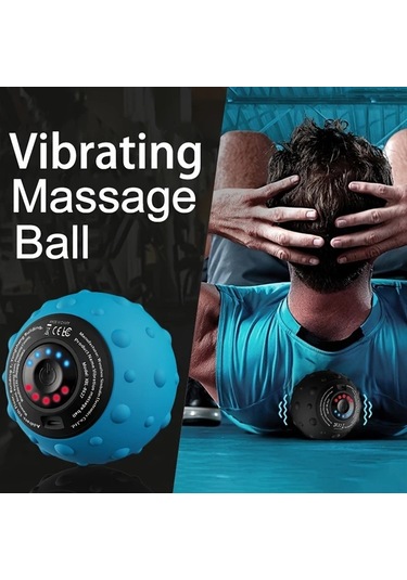 Honeybeeshop Siyah 5 Hizli Yuksek Yogunluklu Sarj Edilebilir Titresimli Masaj Topu Kas Fitness Servikal Omurga Bel Ayak Icin Elektrikli Yoga Topu Siyah