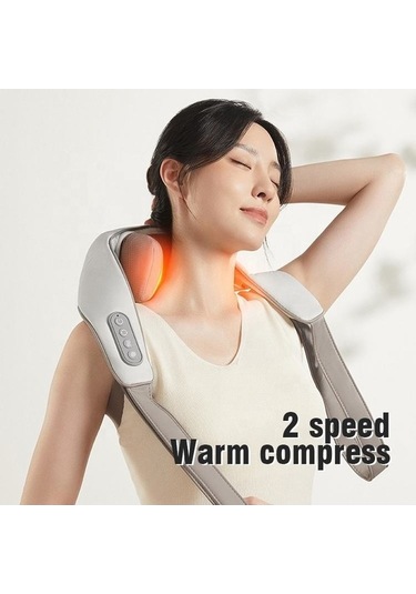 Didadodo El Şeklinde Yoğurmalı Yüksek Kaliteli Isıtmalı Kas Ağrısı Giderici Omuz Ve Boyun İçin Masaj Aleti Gri