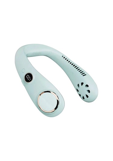 Taşınabilir Şarj Edilebilir Bıçaksız Boyun Asma Fanı 3109 Yeşil