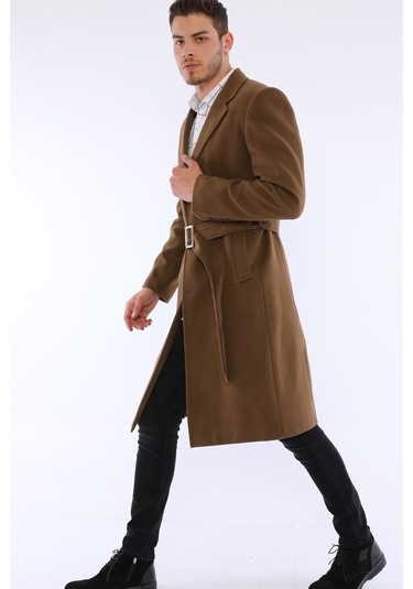 Plt8400 Dewberry Erkek Palto-Camel-Camel Koyu Camel