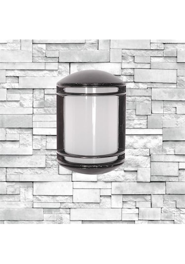 Masif Yuvarlak Alüminyum Döküm Fener Aplik Ampul Dahil Siyah
