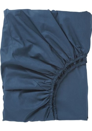 Tek Kişilik Lastikli Çarşaf, Koyu Mavi Renk Ölçü 90x200 cm Pamuklu