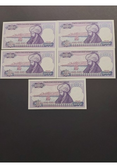 Mor Binlik 7. Emisyon Eski Tc Kağıt Para 1000 Lira