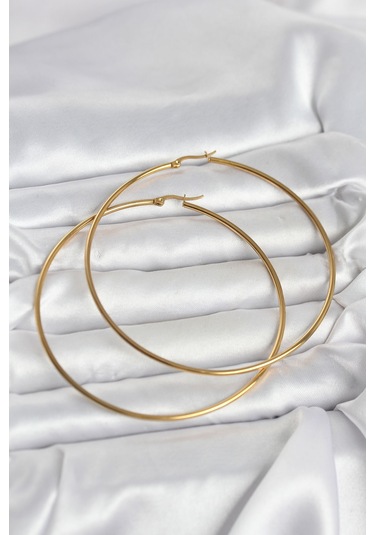 316l Çelik Gold Renk 80 Mm Kadın Halka Küpe 6413405