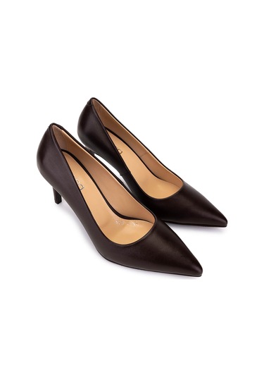 Tamer Tanca Kadın Hakiki Deri Kahverengi Topuklu Ayakkabı 1132 570 Bn Ayk Sk25-26 Kahve Derı Kahverengi