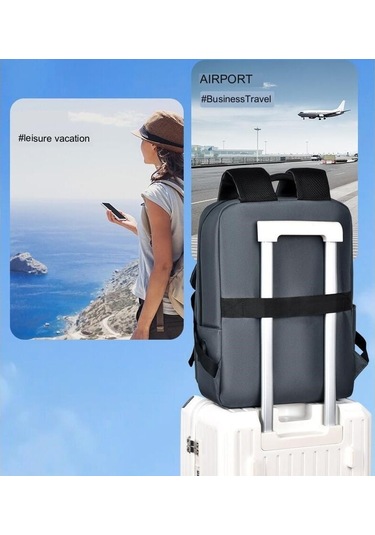 Senshidun-740 Çok Amaçlı Usb Şarj Portlu 16" Laptop Sırt Çantası Siyah