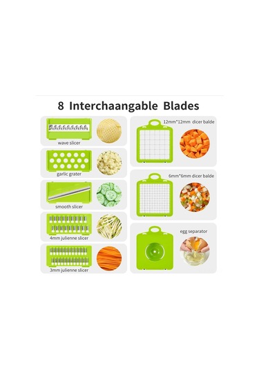 Gajeena Mutfakda Hızlı Kesim: 16 Fonksiyonlu Sebze Meyve Dilimleyici, Parçalıcı, Işınlayıcı Depolama Kutusuyla Temiz Ve Verimli Yeşil