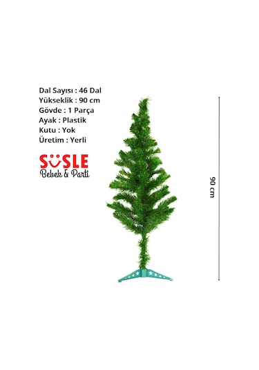90 Cm Yılbaşı Çam Ağacı - 46 Dallı Ve Plastik Ayaklı
