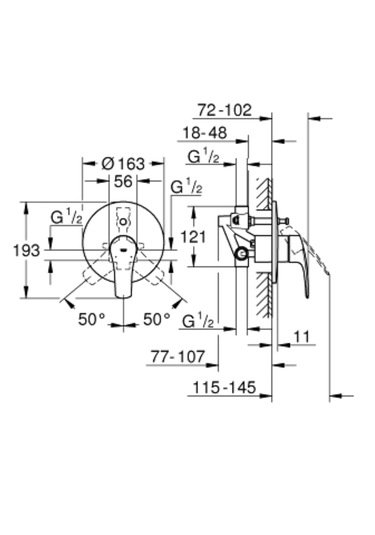 Grohe 33305003 Eurosmart Tek Kumandalı Ankastre Banyo Bataryası Krom