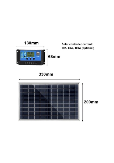 Mufunye 10w Polysilicon Güneş Paneli Seti Güneş Paneli Ve Güneş Şarj Kontrol Cihazı Kiti Kamp Seyahat Araba Cep Telefonu Açık Hava Acil Durum Güç Aksesuarı