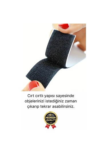 Ultra Güçlü İz Bırakmaz Çivisiz Çerçeve Tablo Asma Kendinden Yapışkanlı Siyah Cırt Bant 4 Adet