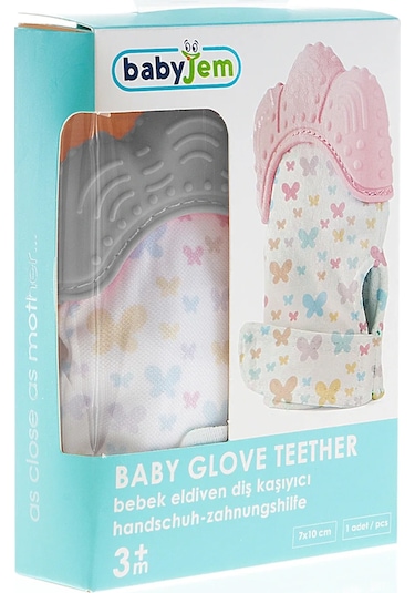 Babyjem Bebek Diş Kaşıyıcı Eldiveni Kelebek Gri