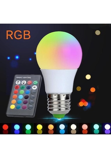 5 Adet Kumandalı, 20 Farklı Işık Renkli, Çakar Modlu Akıllı Led Ampul, Çok Kaliteli Rgb E-27 Ampul