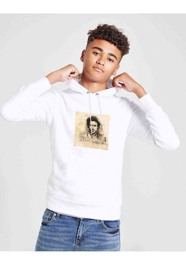 Tshirthane Sherlock Holmes 2 Baskılı Unisex Çocuk Kapüşonlu Beyaz Sweatshirt