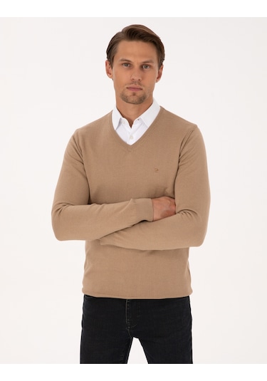 Pierre Cardin Erkek Camel Kazak /triko 50314190-vr015 CAMEL