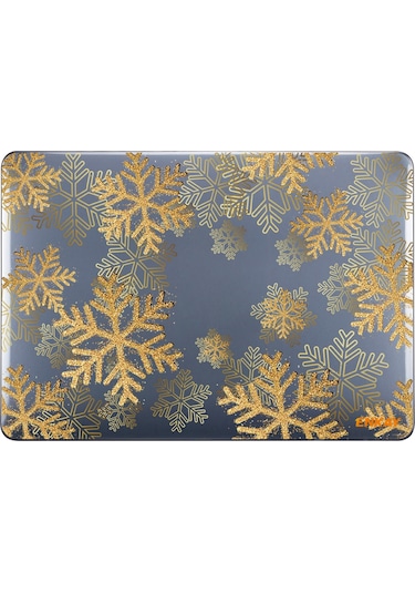 Macbook Air 13" A1932 /A2179 /A2337 Desenli Koruyucu Laptop Kılıf Altın Kar Tanesi