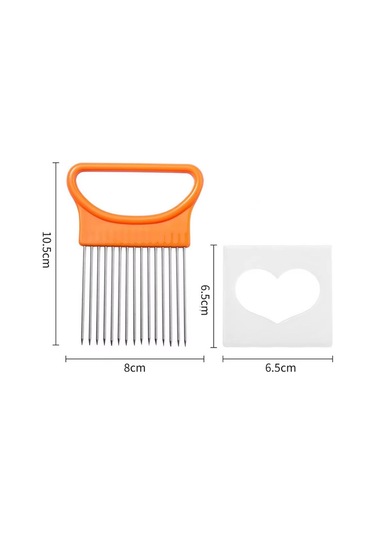 Paslanmaz Çelik Soğan Tutucu Kaymaz Saplı Soğan Patates Domates Limon Dilimleme Dilimleyici Kesici Mutfak Sebze Doğrayıcı Alet Turuncu