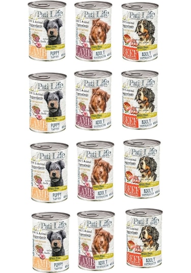 Pati Life Karışık Konserve Yetişkin Köpek Maması 12 x 415 G