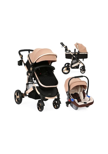 Yoyko Ultimate Travel Sistem Bebek Arabası 3 in 1 Coffee Rose