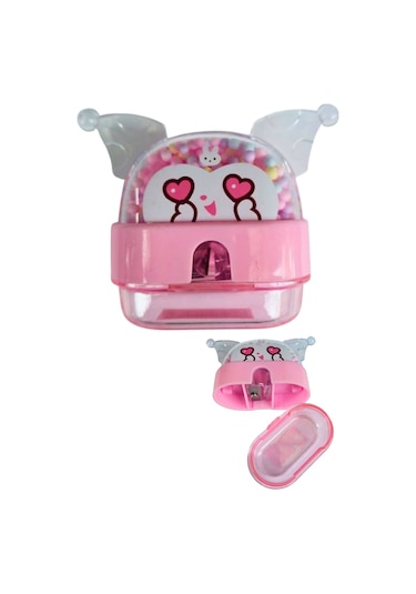 Kuromi Başlıklı Kalemtraş Hazneli 1 Adet - Pembe