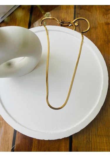 İtalyan Model Çelik Kolye Altın