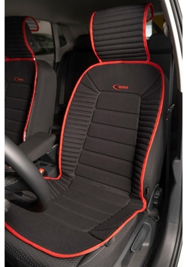 Skoda Favorit Lüks Oto Koltuk Minderi Ön 2'li Set Bumerang Siyah Kırmızı