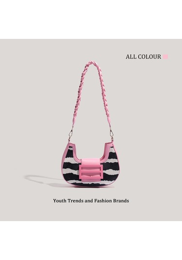 Charhp&kejnt Zebra Desen At Kılı Koltuk Altı Çantası Kadın Sonbahar Ve Kış Tek Omuz Hilal Baget Çanta Kırmızı - Pembe