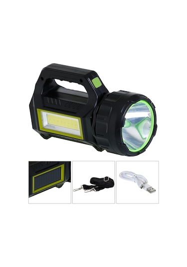 El Feneri Projektör Solar Şarjlı 10w Beyaz Kırmızı+cob Led Ranchı Beyaz