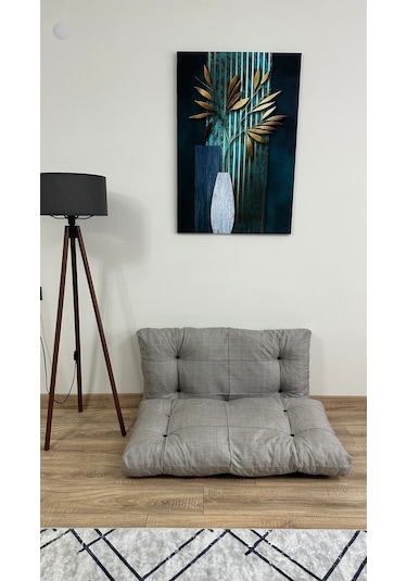 Modern Style Home Kalorifer Önü Yer & Palet Minderi 2'li Takım Açık Gri