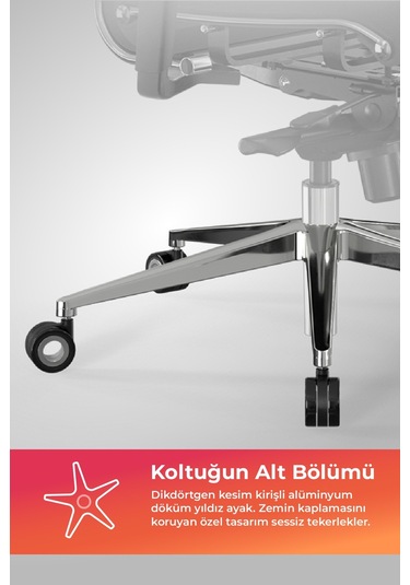 Samurai Ergonomik Koltuk Bel Destekli, Tekerlekli, Siyah, Deri Yönetici Koltuğu -50a.f.1.62 Siyah