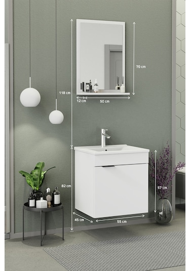 Biani Fix Arya 55 Cm Banyo Dolabı,Seramik Lavabolu, Aynalı,Lavabo Dahil,Mdf,Mat Beyaz Biani Fix Arya 55 Cm Banyo Dolabı,Seramik Lavabolu, Aynalı,Lavabo Dahil,Mdf,Mat Beyaz