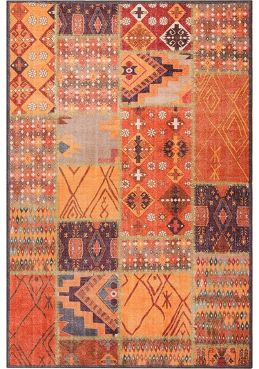 Jazz Patchwork Desenli Dokuma Taban Dekoratif Renkli Halı Al 332 Bej