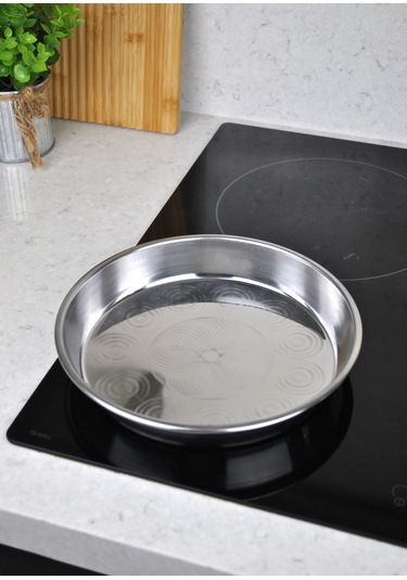 Paslanmaz Çelik Fırın Börek Tepsi Sunum Tabağı 23,5 Cm 1 Adet Gümüş