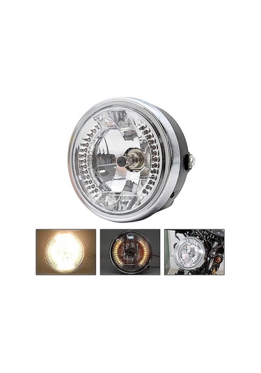 Besthome1 Retro Motosiklet Ön Farı - 8'lik Led Melek Halkalı, Çift Işık Seç, Abs+pc, Eco Enerji