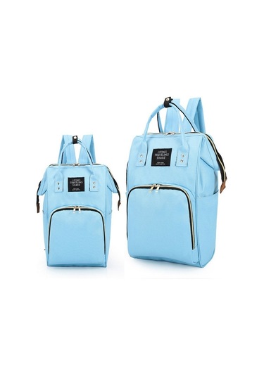 Mumya Çantası Büyük Kapasiteli Çok Fonksiyonlu Sırt Çantası Su Geçirmez Biberon Bezi Çantası Açık Mavi